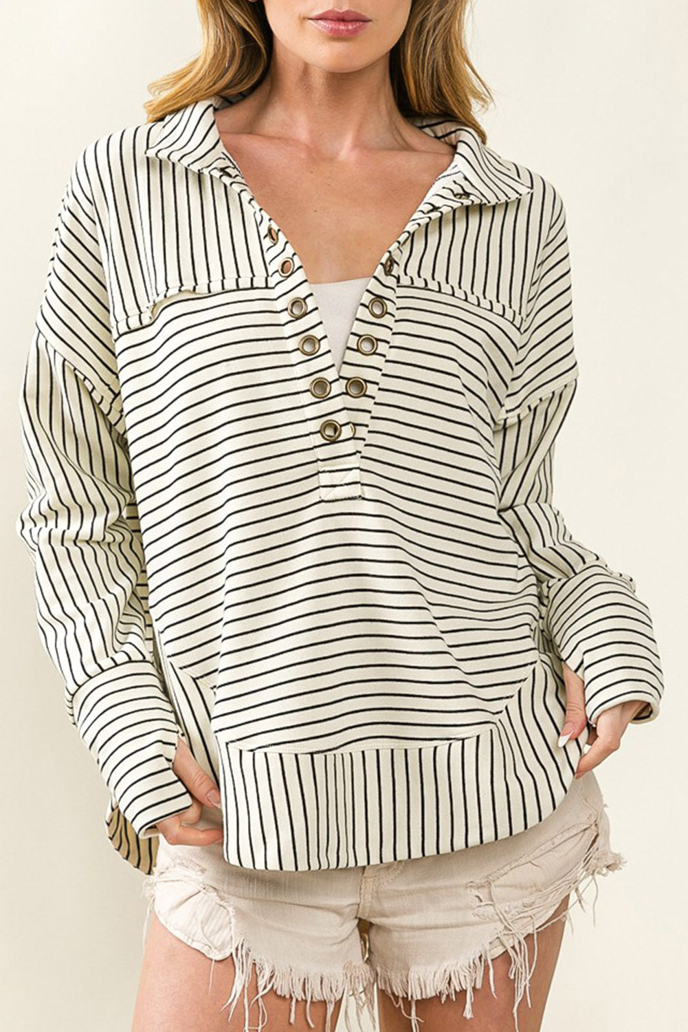 Autumn Striped Printed Long Sleeved Top Women Casual Pullover V neck Sweater Women Clothing