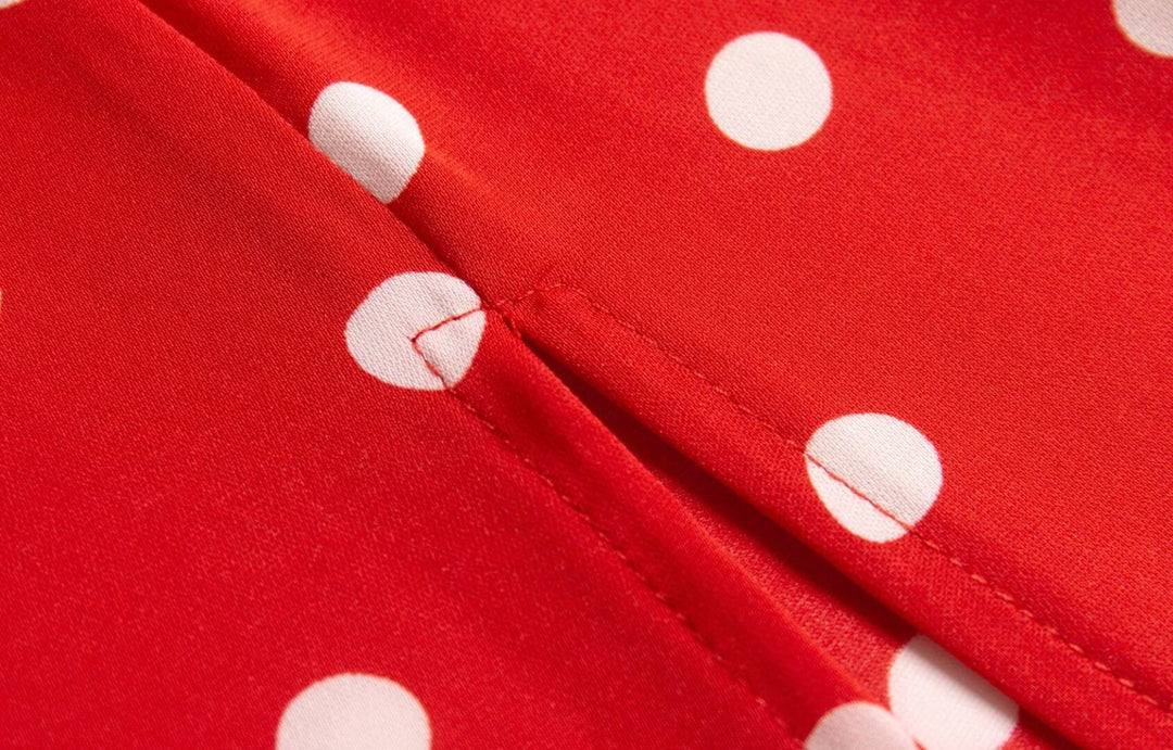 Retro Contrast Color Polka Dot Split Skirt Summer High Waist Slimming A Line Midi Skirt Women