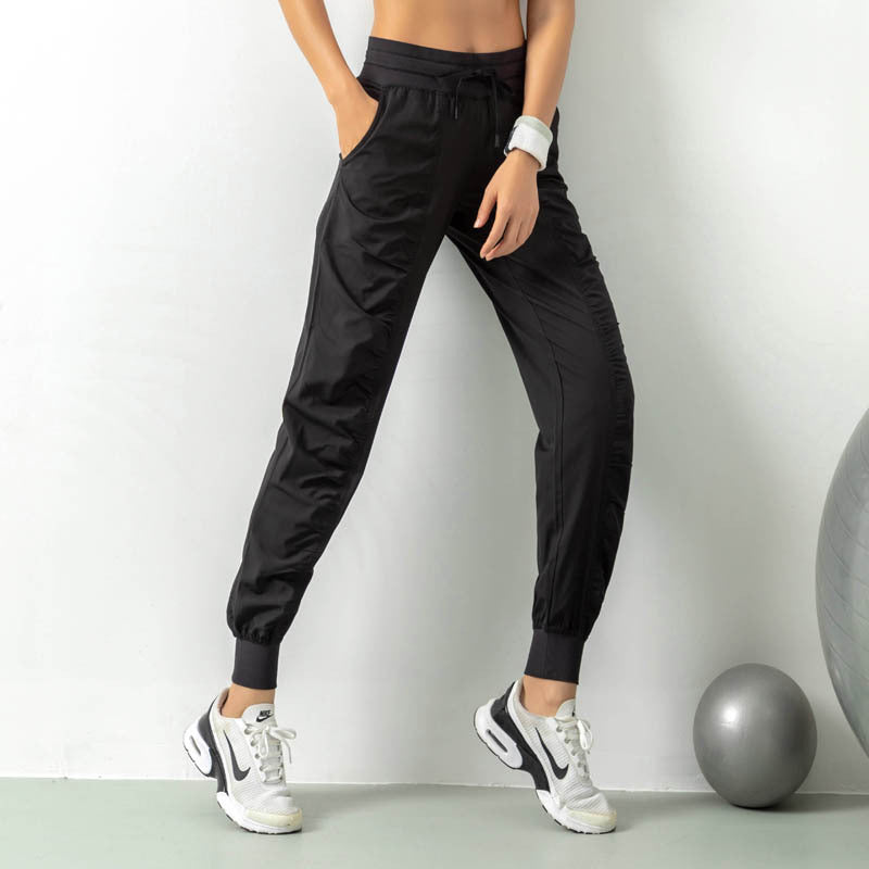 Pleated Slim-Fit Fitness Sports Pants Female Loose-Fit Tappered Trousers Running Pants Casual Quick-Drying Trousers Harem Pants Thin