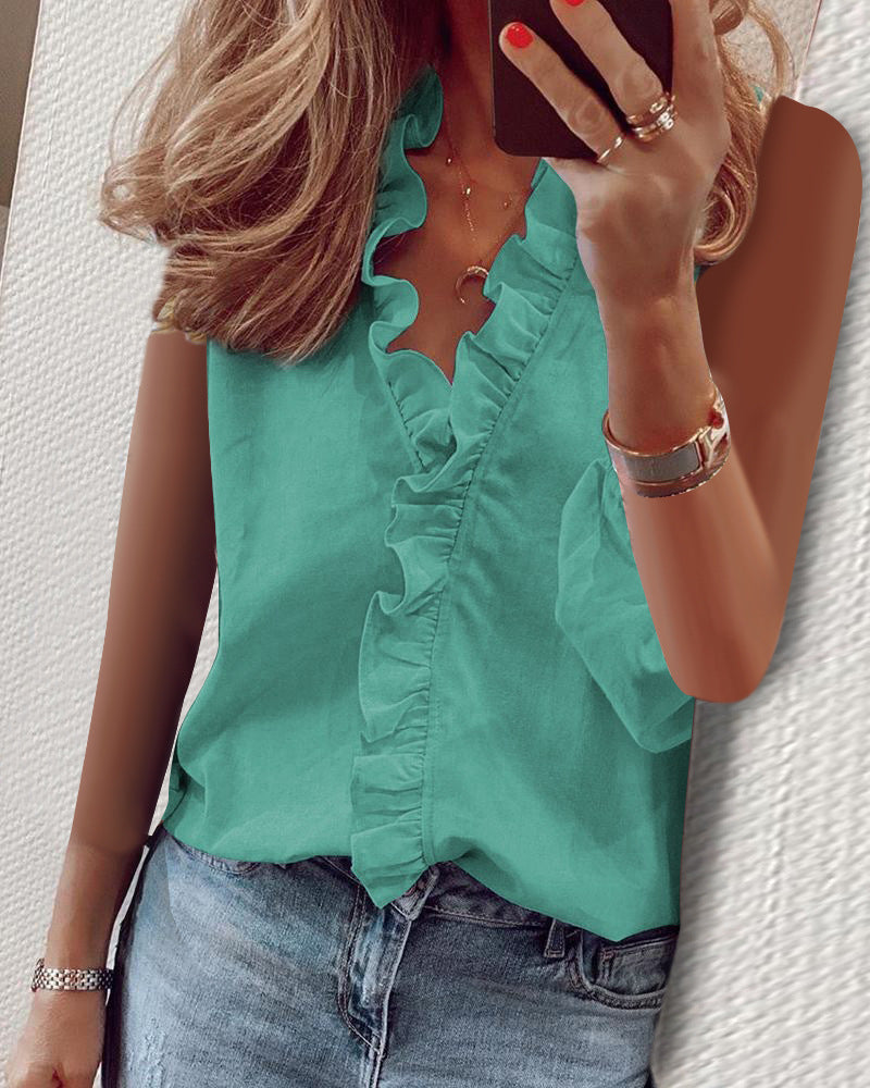 Spring Summer Long Sleeve Ruffle Blouse Women Shirt