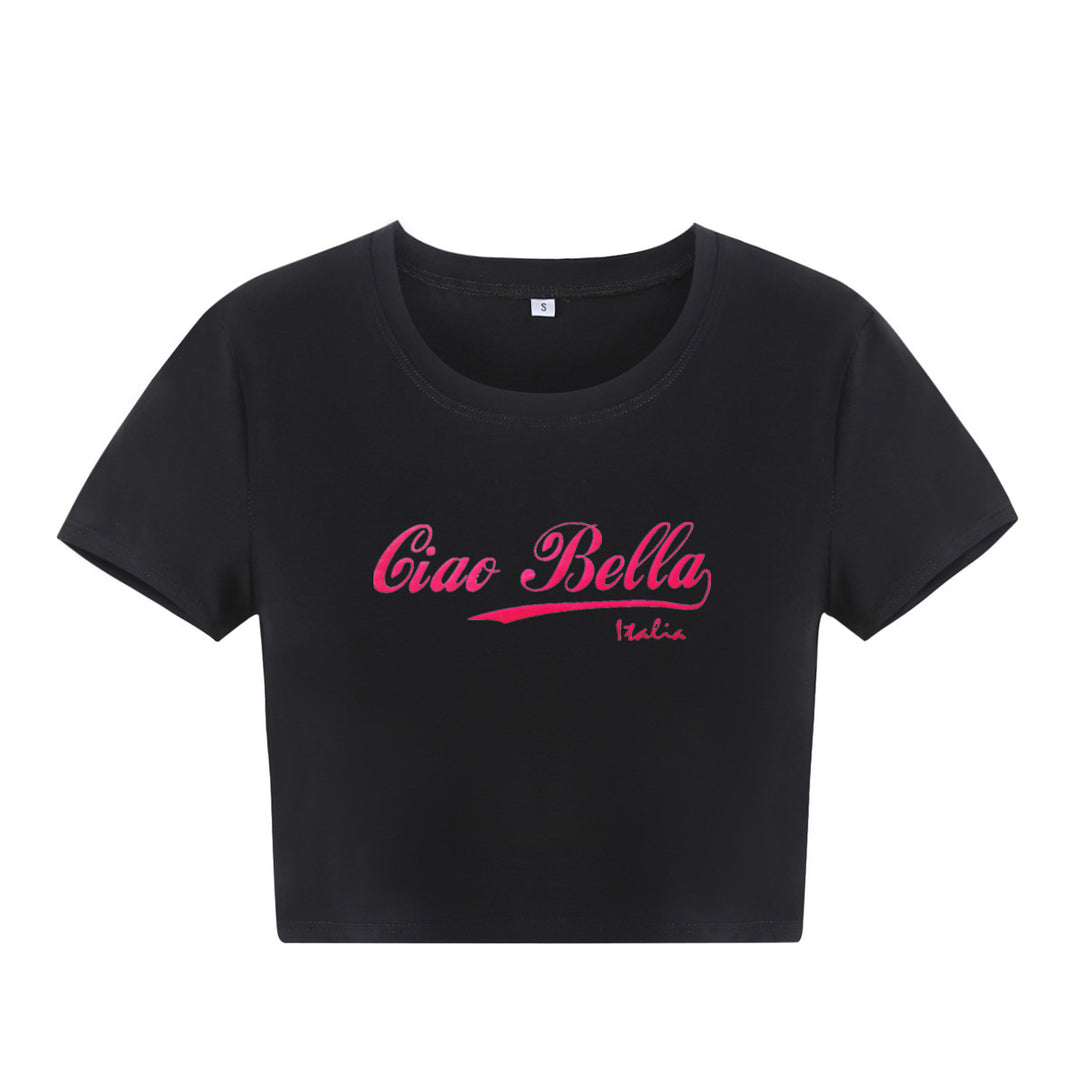 Women Clothing Summer New Celebrity Ciao Bella Short Slim-Fit Short-Sleeved T shirt for Women