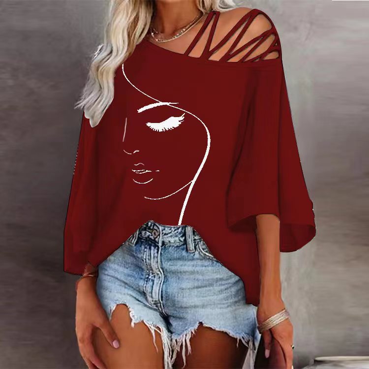 Autumn Stitching Loose Casual Top Women Printed T shirt