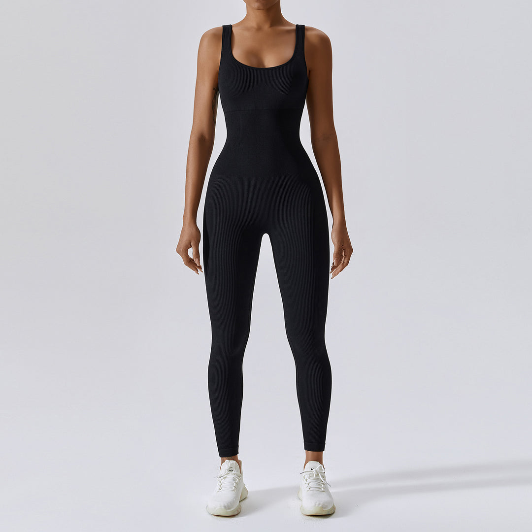 Spring Seamless Yoga Jumpsuit Dance Cinched Waist Slim Fit Sports Stretch Tight Jumpsuit