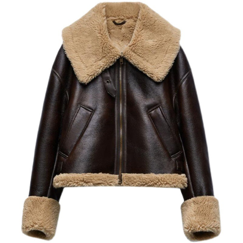 Autumn Winter Women  Artificial Fur Effect Short Coat