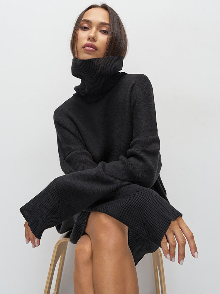 Autumn Winter Turtleneck Sweater Women Mid Length Thickened Russia Long Sleeved Knitwear