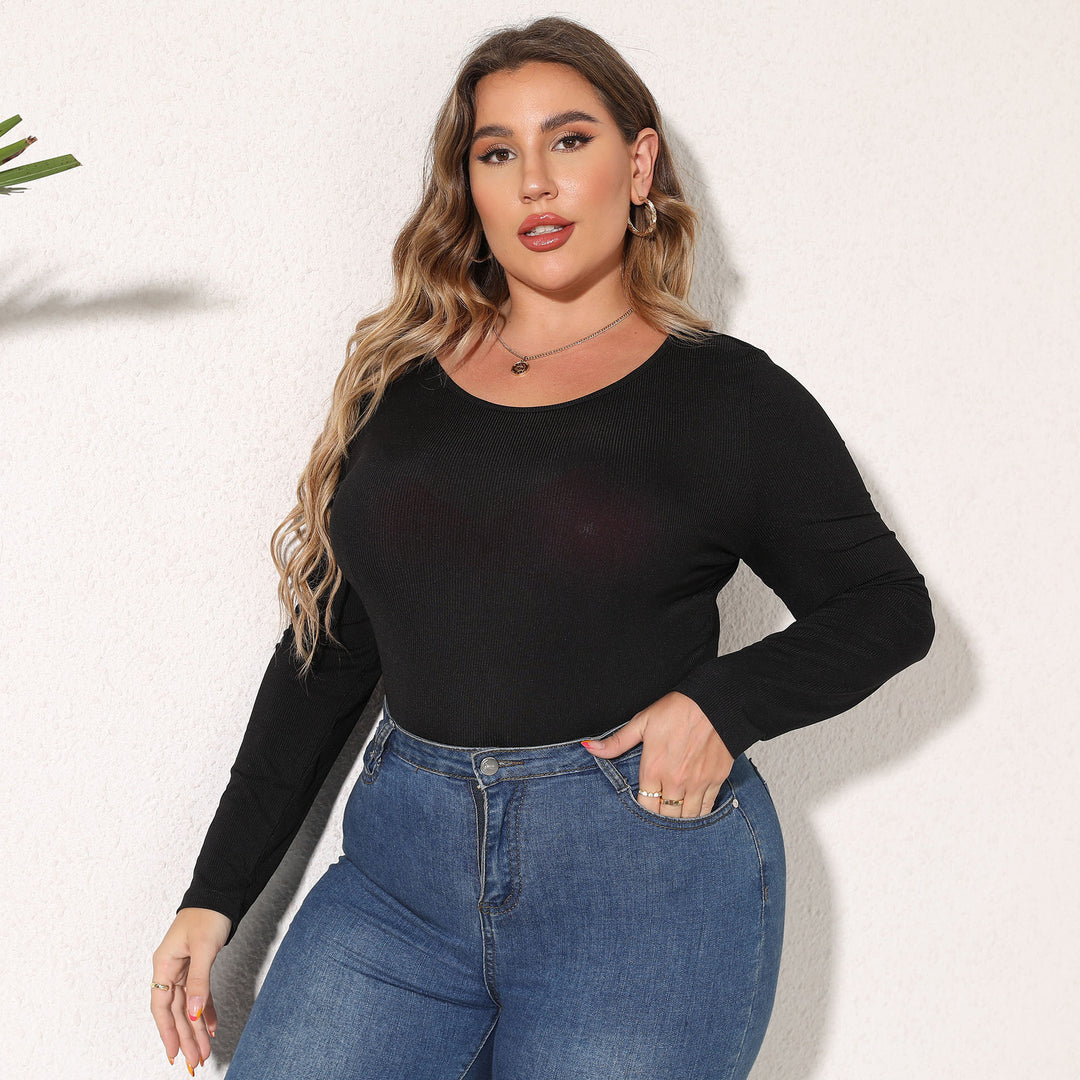 Plus Size Women Jumpsuit Women Clothes Slim Fitting Simple Long Sleeved Bottoming Shirt Jumpsuit