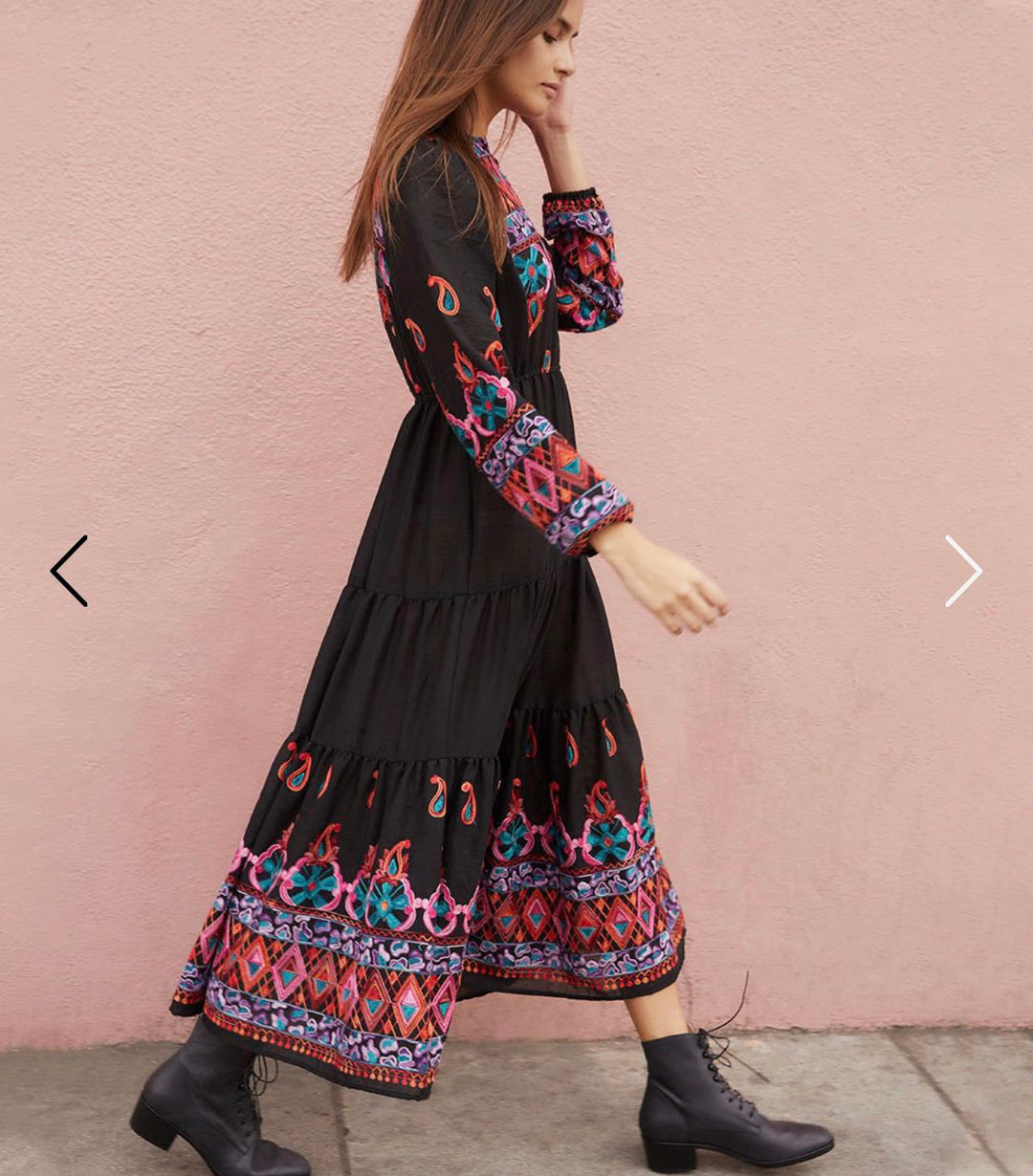 Women  Spring and Summer New Bohemian Style Minor Heavy Industry Embroidered Bohemian Vacation Style Dress Long Dress