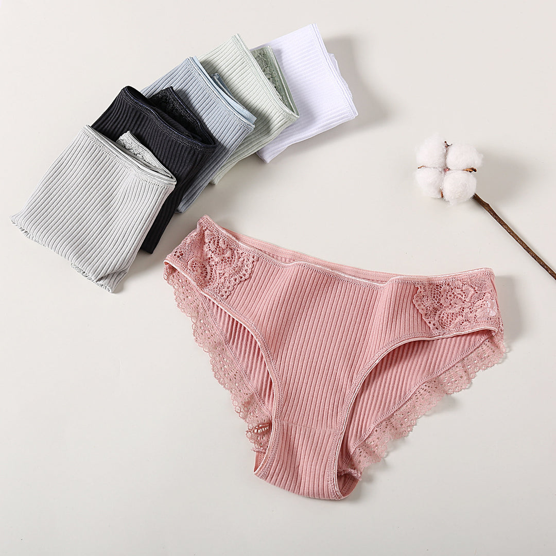 Striped Cotton Lace Panties Briefs Women Underwear Women Underwear