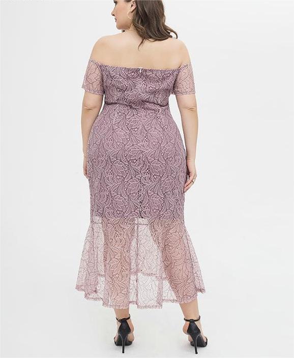 Plus Size Sexy Slim Tube Top Dress off Shoulder Gown Dress