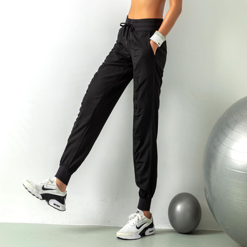 Pleated Slim-Fit Fitness Sports Pants Female Loose-Fit Tappered Trousers Running Pants Casual Quick-Drying Trousers Harem Pants Thin