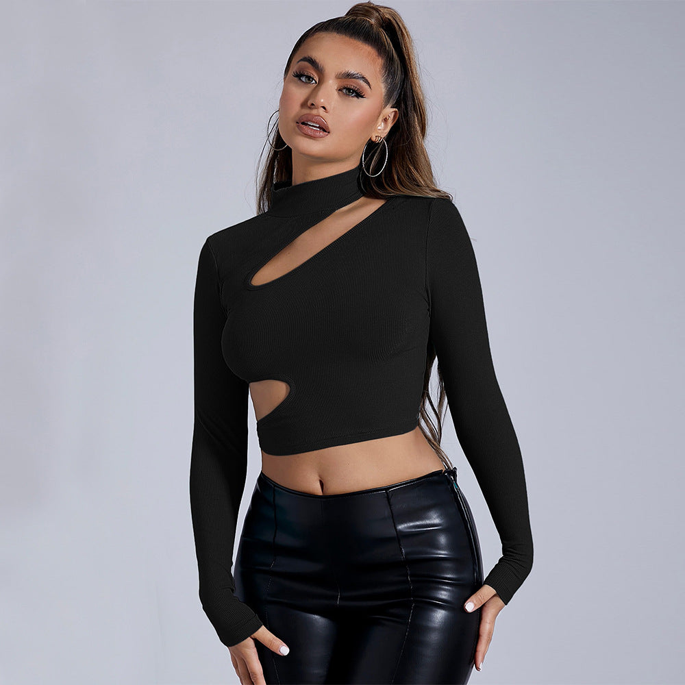 Women Half Turtleneck Black Bottoming Shirt Early Autumn Western Sexy Inner Wear T shirt Tight Top