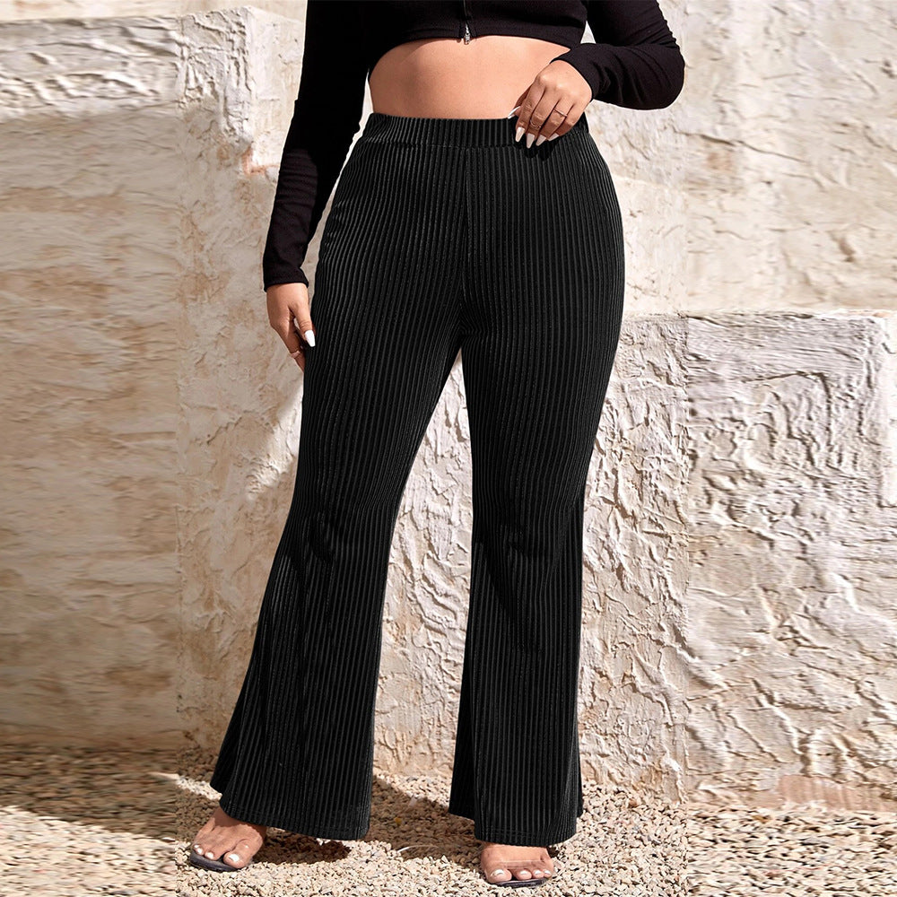 plus Size Women Clothes Autumn Winter Elastic Waist Stretch Flared Pants Casual Trousers