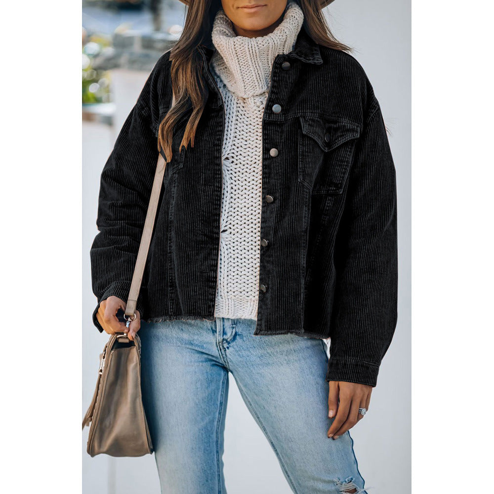 Autumn Winter Women Jacket Top Solid Color Simple Loose Long Sleeves Coat