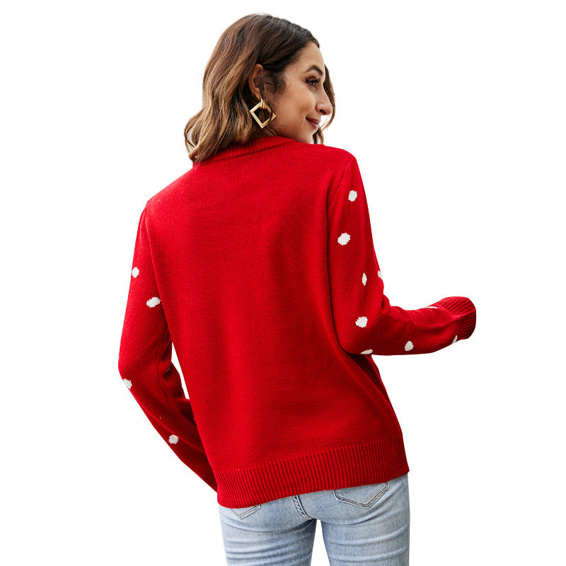 Autumn Winter Women Clothing round Neck Long Sleeve Sequined Sweater Pullover Animal Christmas Clothes Sweater