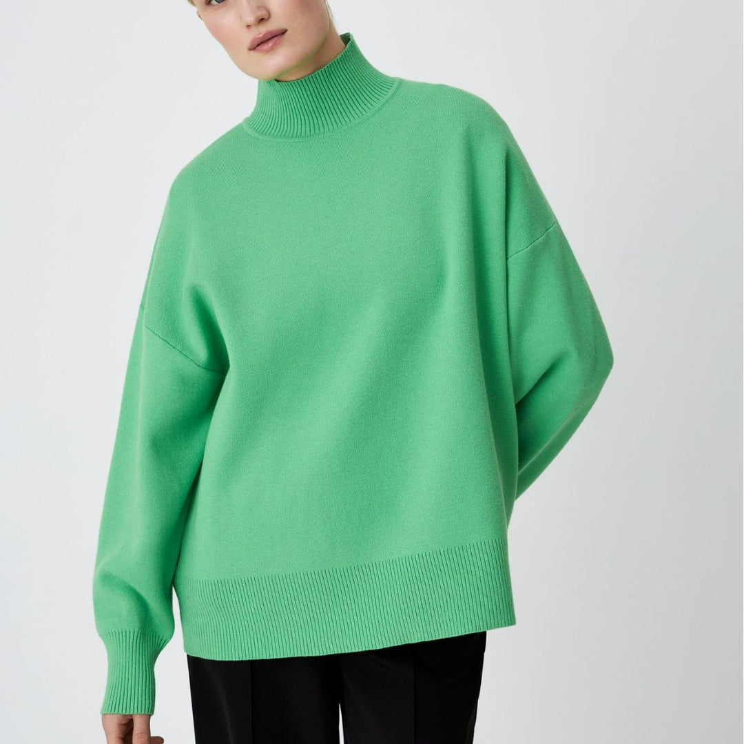 Popular Long Sleeve Russian Autumn Winter Half High Collar Sweater Women Loose
