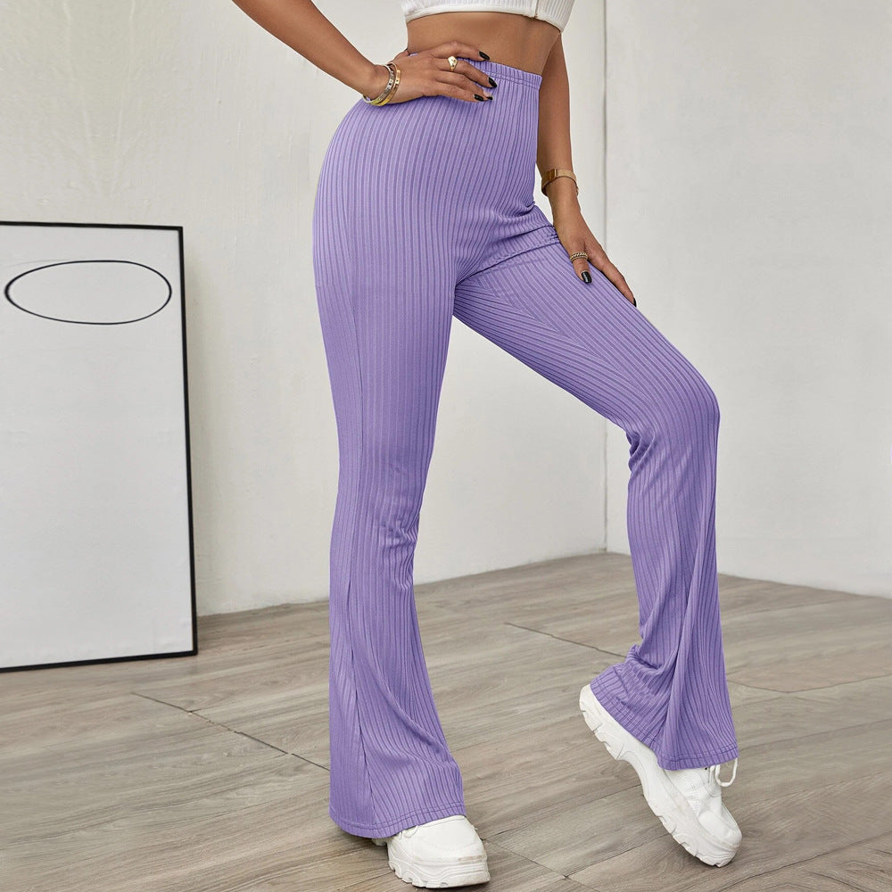 Autumn Winter High Waist Slimming Belted Free Micro Knit Women Casual Pants