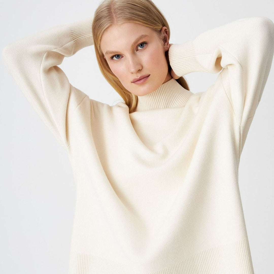 Popular Long Sleeve Russian Autumn Winter Half High Collar Sweater Women Loose