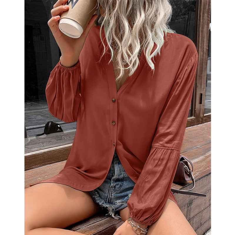 Autumn Winter Casual Loose Single Breasted Shirt Women